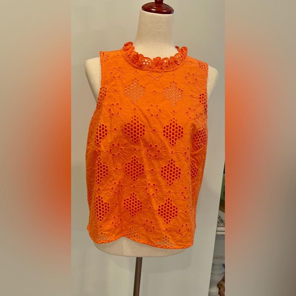 NWT J.Crew Orange Eyelet Top
